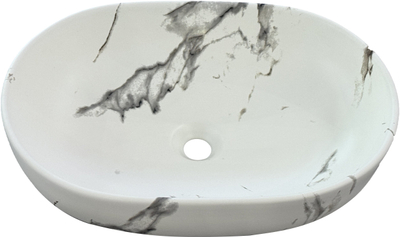 Lavaman mbi banak Domoletii ACB7810, 59.5x42x14.5 cm, formë ovale, mermer i bardhë