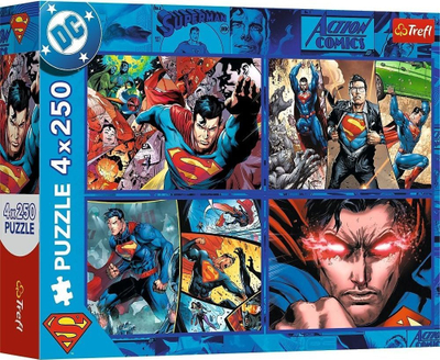 Puzzle Trefl Superman The Courage of Superman, 4 x 250 copa, shumëngjyrësh