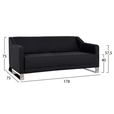 Set divanësh KIZZY, 3-pjesësh, PU, e zezë (HM10331.01), zezë