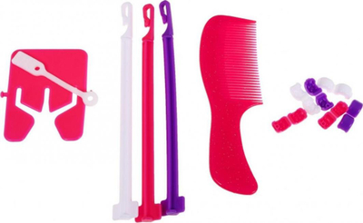Lojë për flokë DIY Braider, set elektrik, me aksesorë, rozë e bardhë