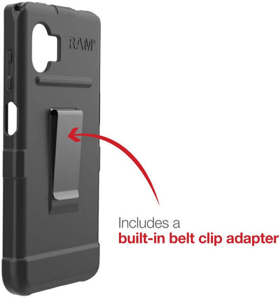 Kopertinë telefoni RAM Mounts RAM Skin për Samsung Galaxy XCover 6 Pro, me kapëse rripi, e zezë