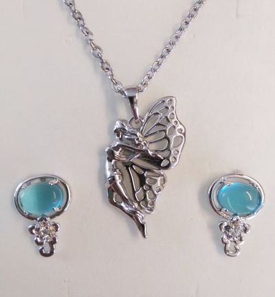 Set - qafore + varëse  + vathë Xuping Flutur QV2XF, të flakëruara në argjend, e argjendtë/kaltër
