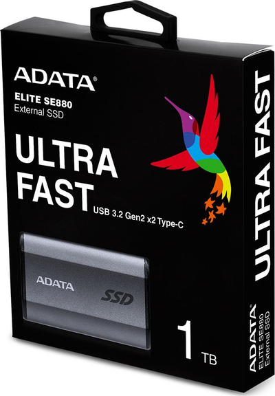 Disk i jashtëm ADATA Elite SE880, 1TB, USB 3.2, i hirtë