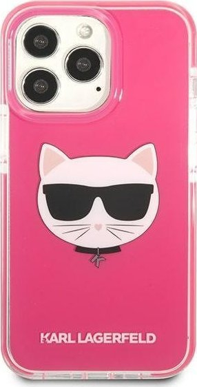Maskë telefoni Karl Lagerfeld Choupette Head, për iPhone 13 Pro Max 6.7", TPE, rozë e fortë