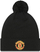 Зимска капа Manchester United FC Wordmark Bobble, за деца, со помпон, црна