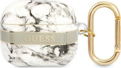 Mbështjellës për kufje Guess Marble Strap Collection, për AirPods 3, motiv mermeri, gri