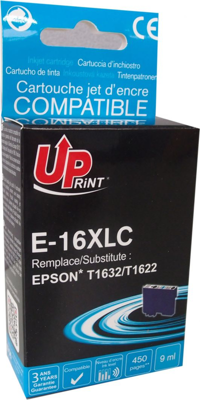 Patrona boje UPrint Ink E-16XLC C13T16324010, cyan, për Epson WorkForce