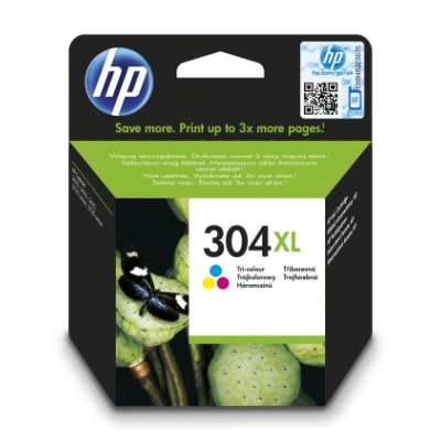 Kartutshë boje HP 304XL Colour, rendiment i lartë, tri ngjyra