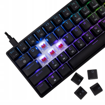 Tastierë gaming White Shark Shinobi Red, mekanike, me kabllo, me ndriçim RGB, e zezë
