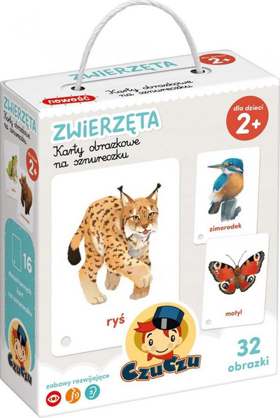Set edukativ lojë me letra Picture Cards on a String Animals, për kalamaj 2+, shumëngjyrësh