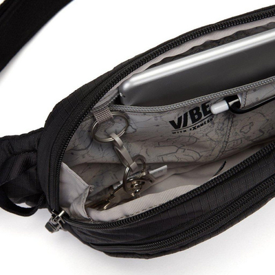 Çantë njëkrahëshe Pacsafe Vibe 150, kundra vjedhjes, najlon, e zezë