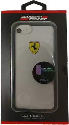 Mbrojtëse telefoni Ferrari Hardcase për iPhone 7, transparente, e zezë