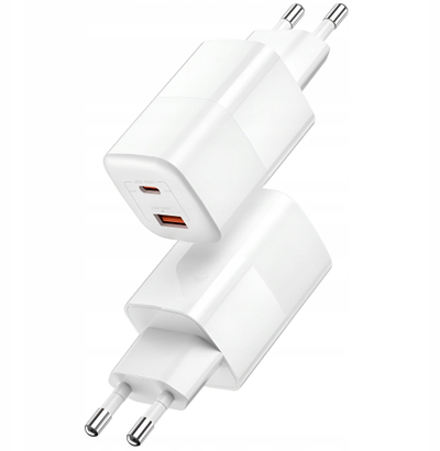 Karikues AC 30W, 5V, USB A dhe USB C, me kabllo 1m, i bardhë