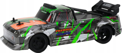 Makina me pult LeanToys RC, shkallë 1:16, rrota gome për drift, gri me jeshile