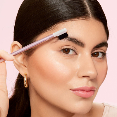 Set furçash për vetulla Real Techniques Brow Styling Set, 3 copë, me mëngë rozë metalike