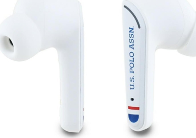 Безжични слушалки US Polo DH Logo, Bluetooth 5.4, со кутија за полнење, бели