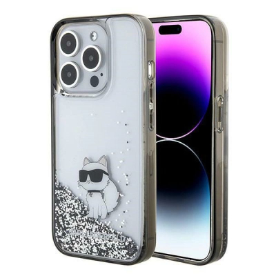 Kapak telefoni Karl Lagerfeld Liquid Glitter Hardcase për iPhone 15 Pro Max, transparent