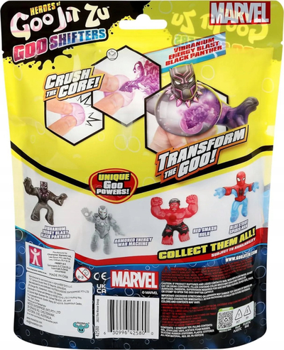 Figurë lodër Heroes of Goo Jit Zu Marvel Black Panther, Goo Shifters, Vibranium Energy Blast, elastike