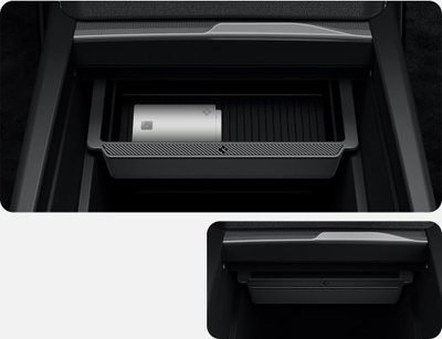 Organizues konzole Spigen Tesla Sliding Bottom për Tesla Model 3 2024, PC i qëndrueshëm, i zi