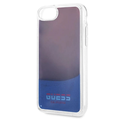 Kapak telefoni Guess California Glow për iPhone 8 7 SE 2020 6S 6, silikon TPU, që shkëlqen në errësirë, kuqe blu