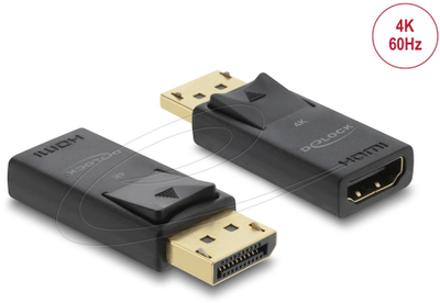 Adapter DisplayPort në HDMI Delock 1.2, aktiv, 4K 60Hz, i zi