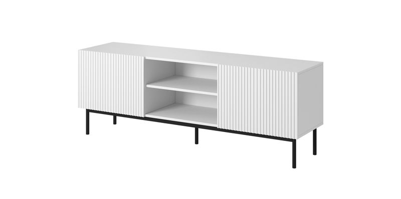 Komodë TV Cama Meble Pafos, 150x40x60 cm, MDF, e bardhë mat