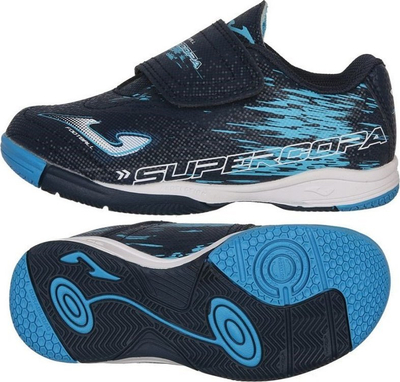 Atlete futsalli për kalama Joma Supercopa 2303, taban DURABILITY, mbyllje me shirit ngjitës, blu navy