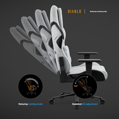 Karrige gaming Diablo Chairs X.One Prime Nightwolf Moon, madhësi normale, gri e zezë
