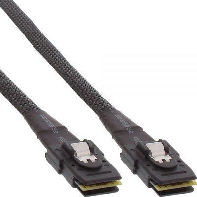 Kabllo Mini SAS InLine 27624A, SFF 8087 në SFF 8087, 1m, e zezë