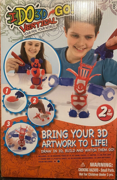 Set vizatimi 3D IDO3D Go Vertical, 2 stilolapsa, LED, me ngjyra