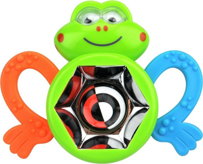 Lodër për bebe Silly Froggy, me tinguj kërcitës, top rrotullues si kaleidoskop, jeshile