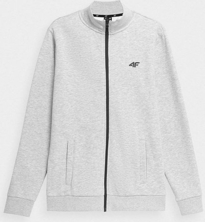 Bluzë sportive 4F Sweatshirt 4FSS23TSWSM350, me zinxhir, Regular Fit, gri e hapur