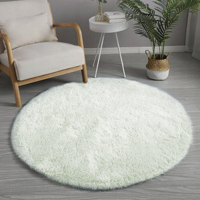 Tapet Shaggy Strado Round, 120x120 cm, push i lartë, White Lime