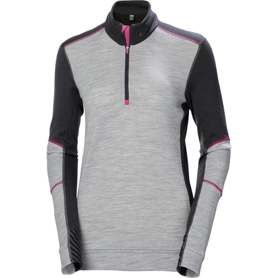 Bluzë bazë për goca Helly Hansen Lifa Merino Crewneck, lesh merino, me zinxhir, gri me të zezë, M