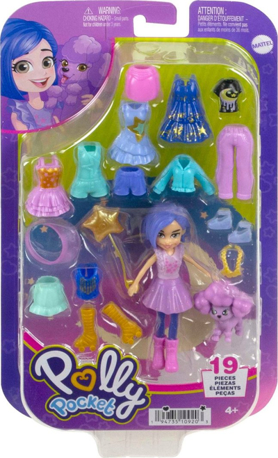 Set lodrash Mattel Polly Pocket Lila Rainbow, kukull me aksesorë, shumëngjyrëshe