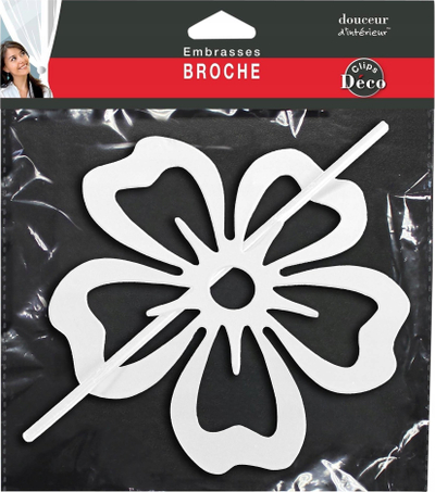 Broshë perde Douceur D'intérieur Petaly, metal i lyer, 15 cm, e bardhë