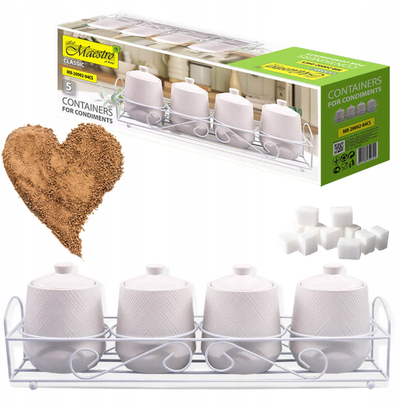 Set për erëza Maestro White, 5 copë, qeramikë 200 ml, i bardhë