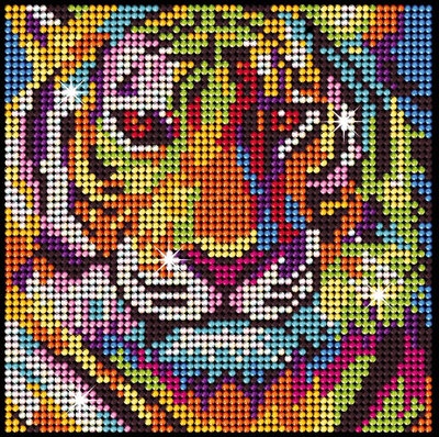 Set artizanati me gurë Kitfix Diamond Art Tiger, 20x20cm, për fëmijë 6+, shumëngjyrësh