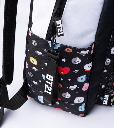 Çantë shkolle BT21 Cool Collection, me xhepa anash, lidhet me trolley, e zezë