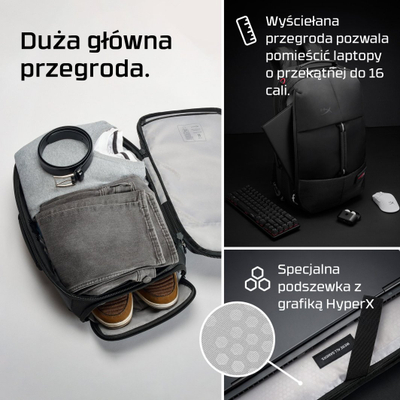 Çanta shpine HP HyperX Knight, 22.6L, për laptop deri në 16", e zezë