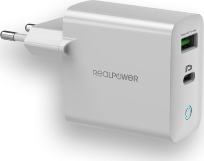Karikues muri RealPower PC-20, USB Type C, karikim i shpejt, i bardh