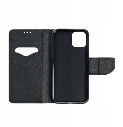 Mbulesë libri OEM Fancy për Samsung Galaxy S25 FE, me xhepa për karta, shndërrohet në stand, e zezë