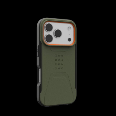 Mbulesë telefoni Urban Armor Gear Civilian MagSafe për iPhone 17 Pro, e fortë kundër rënieve, ulli me portokalli