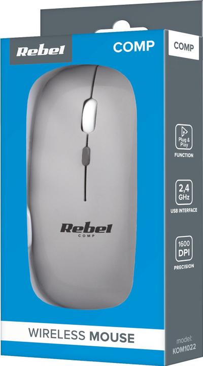 Безжичен глушец Rebel WM210, 1600 DPI, USB C, сребрен