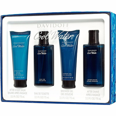 Set Davidoff Cool Water Man, EDT 75 ml + ujë pas rroje 75 ml + xhel dushi 75 ml + balsam pas rroje 75 ml