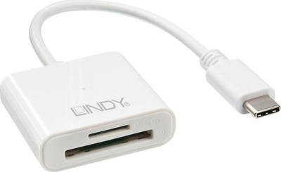 Читач за картички Lindy 43185, USB 3.1 Тип C, SD и microSD, сива