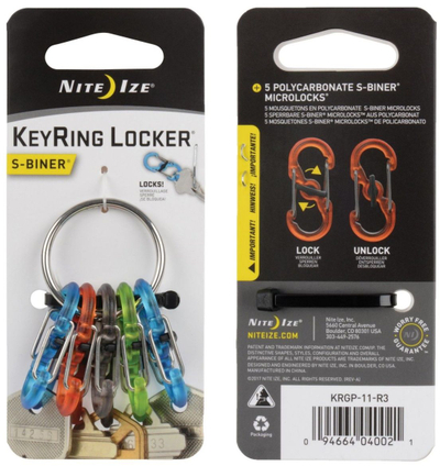 Unazë çelësash Nite Ize KeyRing KRGP-11-R3, 5 karabinerë të vegjël, shumëngjyrëshe