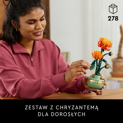 Set ndërtimi LEGO Icons Chrysanthemum 10368, dekorativ, shumëngjyrësh