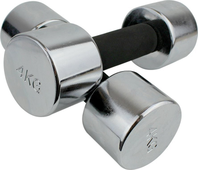 Pesha dore Master Chrome Dumbbells, set 2x4kg, metalike, argjendi