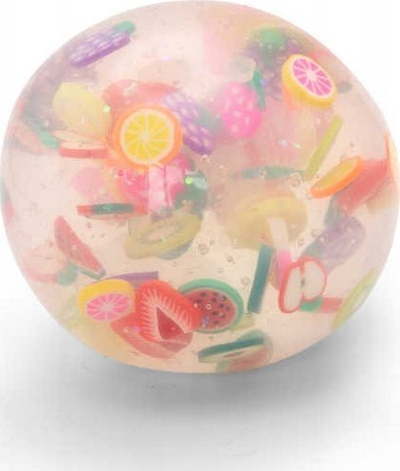Lodër antistres Scrunchems Tutti Frutti Squish Ball, top i butë, me konfeti frutash, shumëngjyrësh